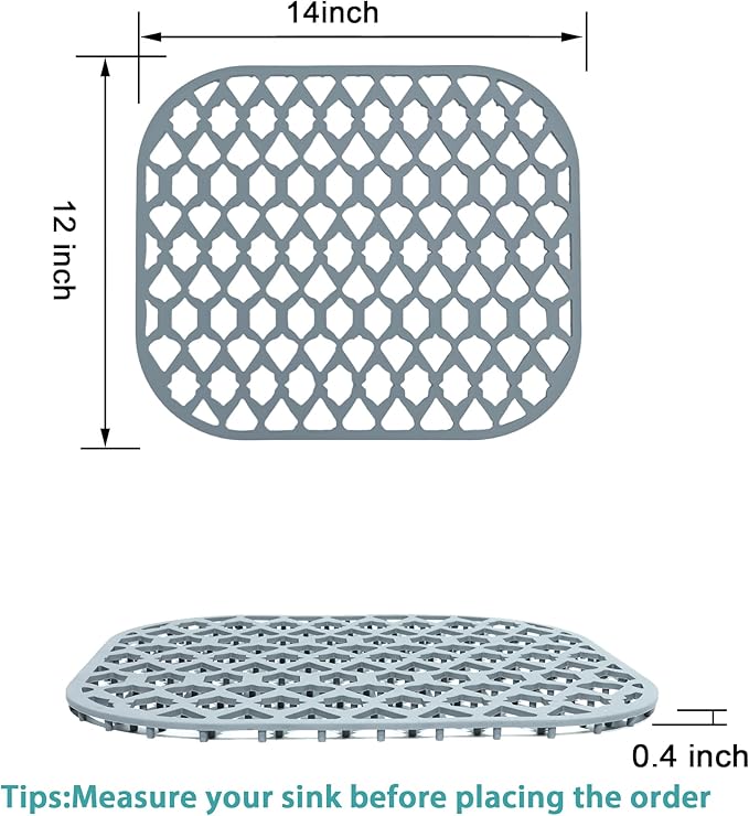 SAMSIER Silicone Sink Protectors Mats (13x11 & 14x12 & 16x12 & 18x16 & 19x14 & 21x16 & 22x13 & 25x16 & 26x14 & 28x14 & 30x16) for Bottom of Kitchen Sink (14”x12”, 2 Packs)