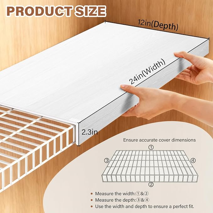 CLICLIE Wire Shelf Covers, 24" W X 12" D PVC Wire Rack Covers for Pantry