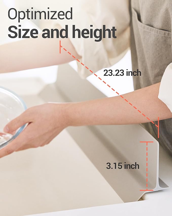 DEARCUS Kitchen Sink Splash Guard 23 Inch – Soft Silicone Water Shield Keeps Clothes & Countertops Dry, Strong Suction Non-Slip, No More Wet Sleeves or Sore Arms – Dishwasher Safe (Deep Green)