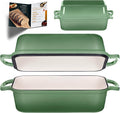 11x5 Inch Cast Iron Bread Pan with Lid, Large Loaf Pans for Sourdough Bread Baking, Even Heat Distribution Dutch Oven Loaf Pan for Homemade Bread, Meatloaf (5.8Qt, Pistachio)