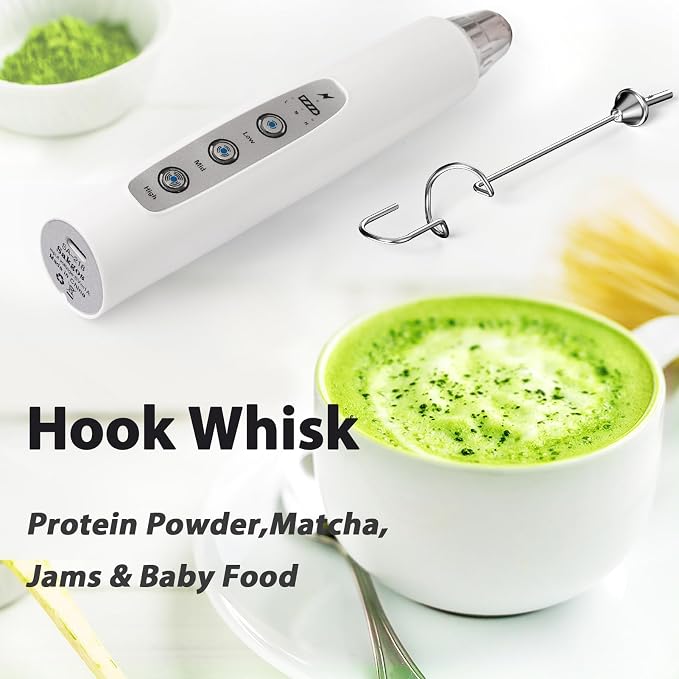 Milk Frother Rechargeable Handheld (Silver+White)