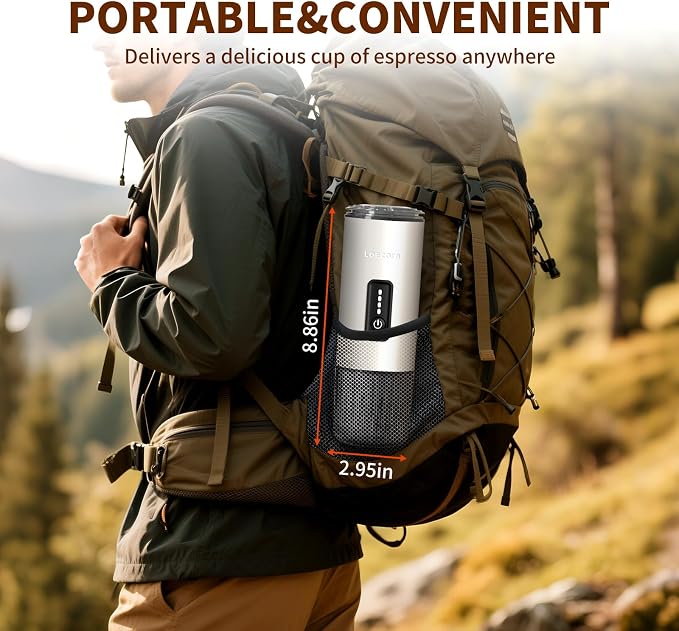 Portable Espresso Machine, 20Bar Self‑Heating & Cold Brew Coffee Maker, Rechargeable 7500mAh, 3‑in‑1 for Nespresso & Ground Coffee, Travel Coffee Machine for Camping Car (White)