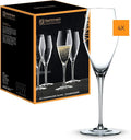 Nachtmann ViNOVA Champagne – Set of 4 Lead-Free 9.5 oz Diamond-Shaped Crystal Stemware with Point Design, Sophisticated Drinkware for Prosecco, Sparkling Wine, Weddings, Elegant Dining