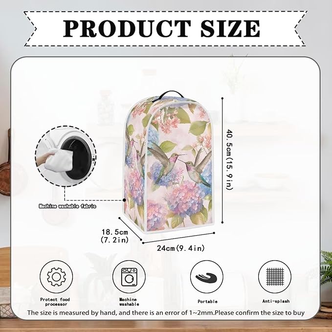 Hummingbird Kitchen Blender Cover Toaster Cover 2 Slice Washable Kitchen Accessories Flower Pattern Small Appliance Protector Dustproof Covers