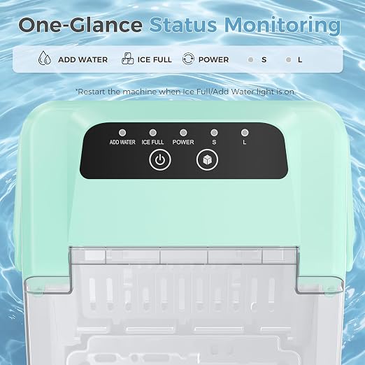 Countertop Ice Maker, Portable Ice Machine with Carry Handle Basket and Scoop, 9 Bullet Cubes Ready in 6 Mins, 26lbs Daily, Self-Cleaning for Home, Kitchen, Camping, RV