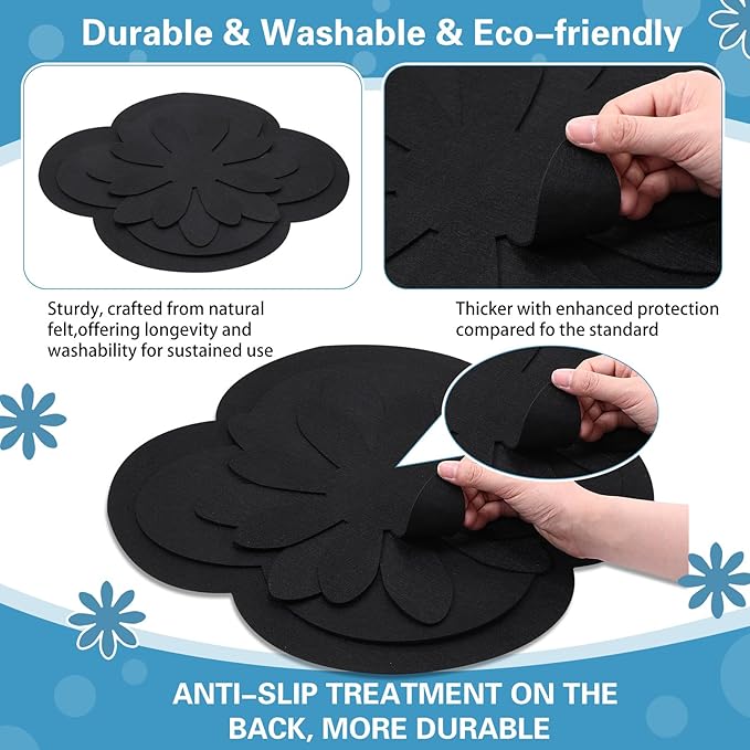 Queekay 36 Pcs Felt Pot Pan Protectors Dish Dividers Separators Bakeware Cookware Scratch Protectors Different Sizes, Thicker Pan Pads for Stacking Cookware Organizing Protecting(Black)