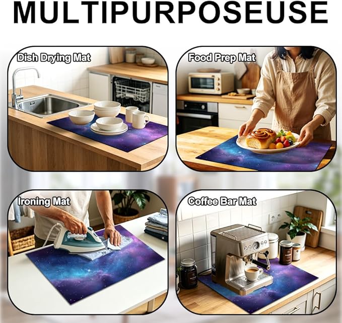 Stove Top Cover for Electric Stove 28.4 x 20.5 Inch Non Slip Stove Mat Oil Proof Purple Galaxy Glass Cooktop Protector Kitchen Counter Mat