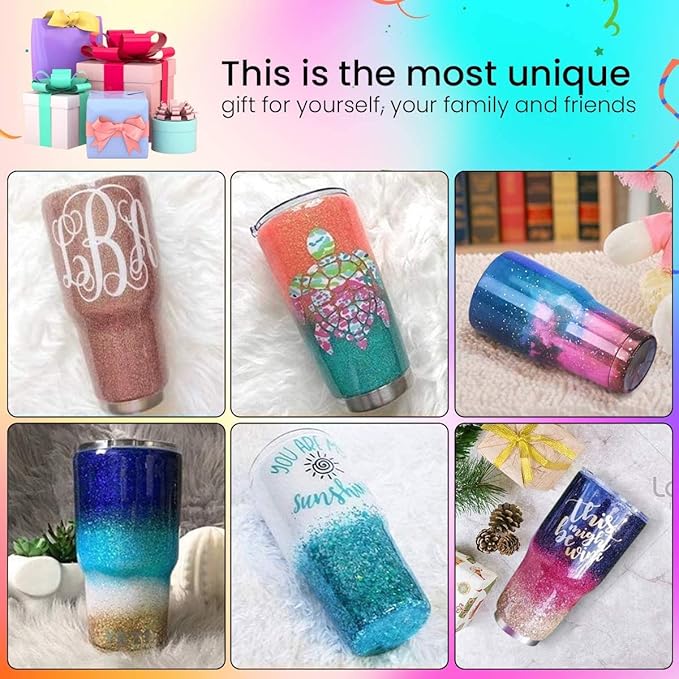 LFSUM Cup Turner & Spinner for Tumblers, Tumbler Spinner, Glitter Powder & Epoxy Resin Kit (2X-Cup-Silver)