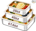 GIUOIDUO 3-Piece Extra Thick 304 Stainless Steel Food Storage Containers with Non-Stick Bottom, Airtight Glass Lids & Silicone Seal, Stackable Kitchen Organization Boxes for Food Preservation