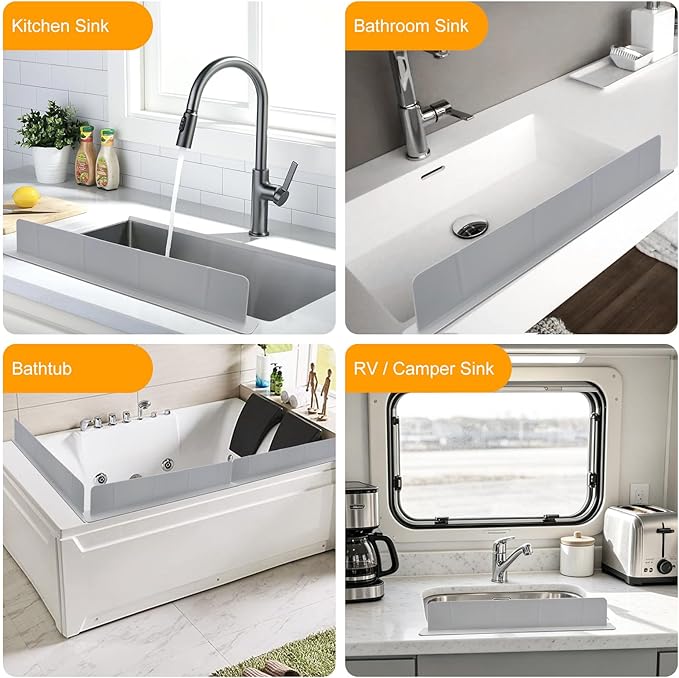 EEEKit 21 Inch Silicone Sink Splash Guard, Kitchen Sink Protector with Suction Cup, Water Splash Guard for Bathroom Sinks, Washbasin, Bathtub, Island