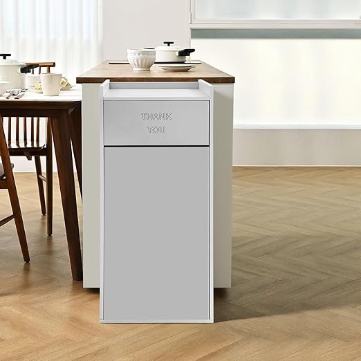 30 Gallon Commercial Trash Can, Wooden Trash Can Cabinet with Tray Holder Garbage Can withTrash Bag for Restaurants, Cafes, Kitchens, and Offices, Durable Garbage Receptacle (Silver)