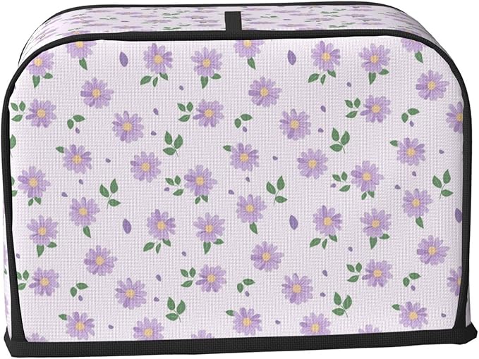 Toaster Cover 2 Slice Pastel Purple Daisy Flower pattern Kitchen Small Appliance Covers with Pockets Dust and Fingerprint Protection