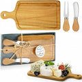 Ziliny 1 Set Bridal Baby Shower Cheese Prizes Wooden Square Board Gift Set Knives Forks Thank You Tags with Box for Guests for Valentines Bridal Baby Shower Housewarming (Teak Wood)