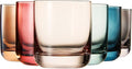 Khen Colored Old-Fashioned Drinking Glasses | Set of 6 | 9.6oz Art Deco Stemmed Glasses for Whiskey, Martini, Cocktail, Champagne, Wine | Muted Pastel Colors