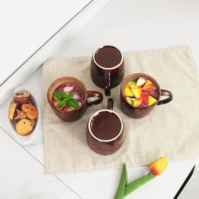 8.5 oz Ceramic Coffee Mug, Reactive Glaze Mug, Suitable for Latte, Coffee, Tea, Soup, Ideal for Office and Home Use, Dishwasher and Microwave Safe, 4-Pack.