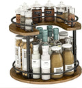 2 Tier Lazy Susan Organizer,2-Tier Spinning Spice Rack with Stable Carousel Base & 4 Height Settings for Cupboard Kitchen Countertop Dining Table Cupboard (Round)