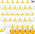 Ziliny 32 Pcs 7 oz Honey Squeeze Bottle Plastic Empty Beehive Bottle Jar with Spout Lid Clear Refillable Honey Containers for Condiment Storing and Dispensing Dispenser (Scalloped)