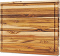 Teak Wood Cutting Boards for Kitchen, [24" x 18" x 1.5"] Extra Large Wooden Cutting Boards, Knife Friendly Butcher Block Cutting Board with Deep Juice Grooves and Built in Handle