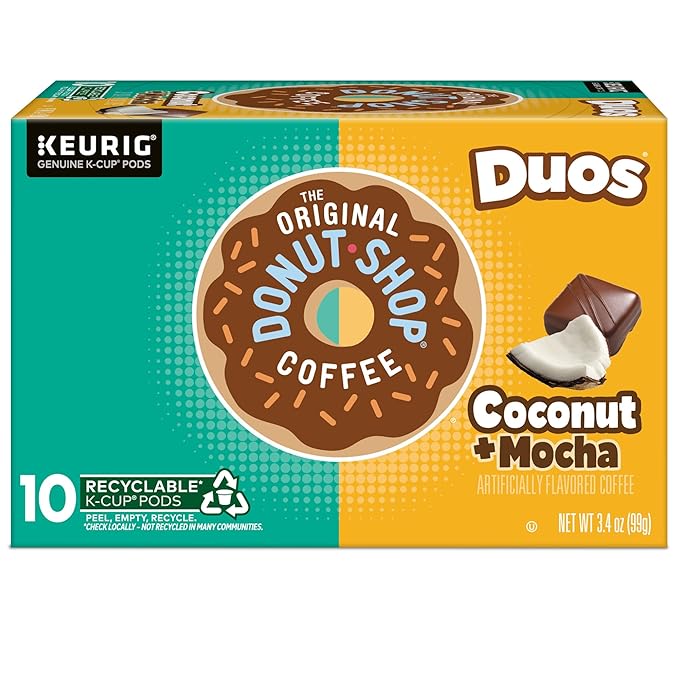 The Original Donut Shop Duos Coconut + Mocha Coffee,Keurig Single Serve K-Cup Pods,Medium Roast Coffee,(Pack of 120)