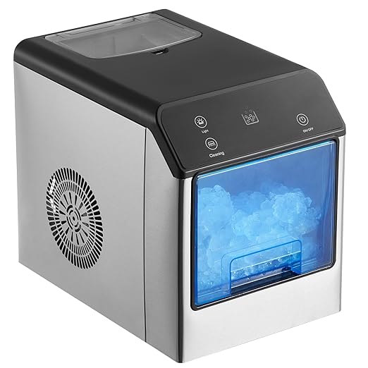 VEVOR Countertop Ice Maker, Self Cleaning Pebble Ice Machine with Ice Scoop & Drip Tray, 33lbs/24H Nugget Ice Maker with Convenient Ice Transfer for Home Kitchen Office