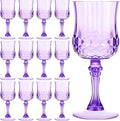 Pinkunn 12 Pcs 7 oz Plastic Vintage Wine Glasses Reusable Colored Goblets Patterned Drinking Water Glasses Cup Dishwasher Safe for Mother's Day Wedding Reception Party Supplies (Purple)