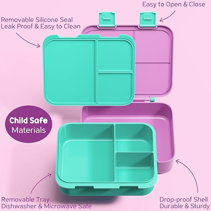 Fimibuke Bento Lunch Box for Kids with Food Jar, 3-Compartment 32OZ Snack Lunch Container, Lunch Bag, 12OZ Insulated Food Jar & Ice Pack Set for Age 3-12 School Daycare Toddler Teen Girls Boy, Fairies