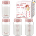 Natural Baby Bottles, BPA Free Breastmilk Storage Bottle for Momcozy Breast Milk Cooler & Fridge, Wide-Neck Breastfeeding Bottles Compatible with Spectra Pump Flanges, 10oz, 4 Pack