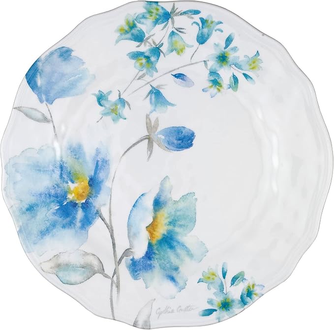UPware 12 Piece Campanula Melamine Dinnerware Sets, Outdoor Dishes Set, Plates and Bowls Sets, Service for 4, Sky Blue