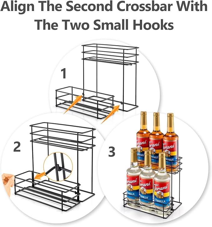 kimilus 6 Bottle Coffee Syrup Organizer Coffee Syrup Rack for Coffee Bar Kitchen Small Wine Rack for Bar Family Storage for Syrup Wine Dressing