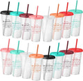 Dandat 16 Pcs Employee Appreciation Gifts Bulk 24 oz Thank You Cups Gift for Nurse Coworker Team Staff Teacher Inspirational Plastic Tumblers with Lids Straws (Clear)