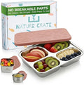 Stainless Steel Lunch Box for Kids 5 and Older – 3 Pieces Stainless Steel Bento Box with 4 Compartments & 2 Snack Containers – Leak Proof, BPA-Free, Eco-Friendly, Dishwasher Safe & Durable – Pink