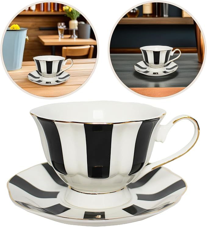 UPKOCH Polka Dot Cup and Saucer Set Ceramic Coffee Mug with Matching Dish 5.51X5.51X2.95 Inch European Style Cup for Latte Cappuccino Tea and Morning Snacks