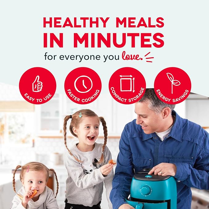 Dash Tasti-Crisp™ Air Fryer - AirCrisp® Technology - Compact Design with Adjustable Temperature Control - Nonstick Fry Basket & Auto Shut-Off Feature - 2.6 Quarts - Teal