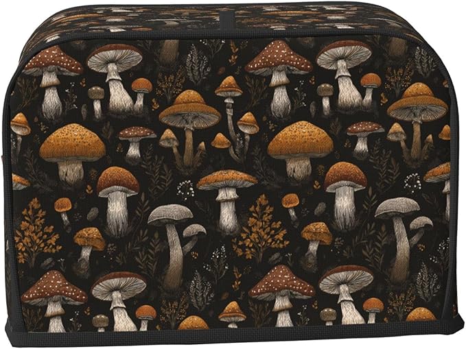 Toaster Cover 2 Slice Vintage Mushroom Leaf Kitchen Small Appliance Covers with Pockets Dust and Fingerprint Protection