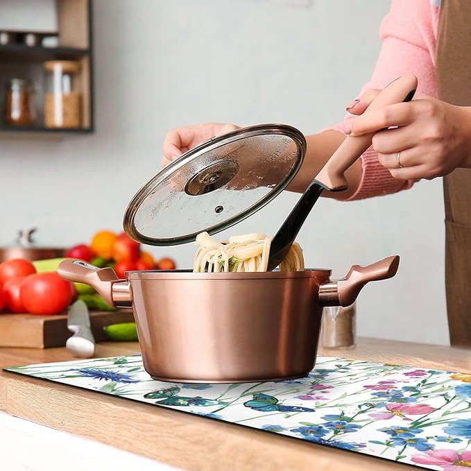 2 in 1 Table Runner Trivet for Hot Pots and Pans Heat Resistant Non Slip Waterproof 39 x 12 Inch Decorative Table Protector for Kitchen Countertop Watercolor Cornflower Daisy