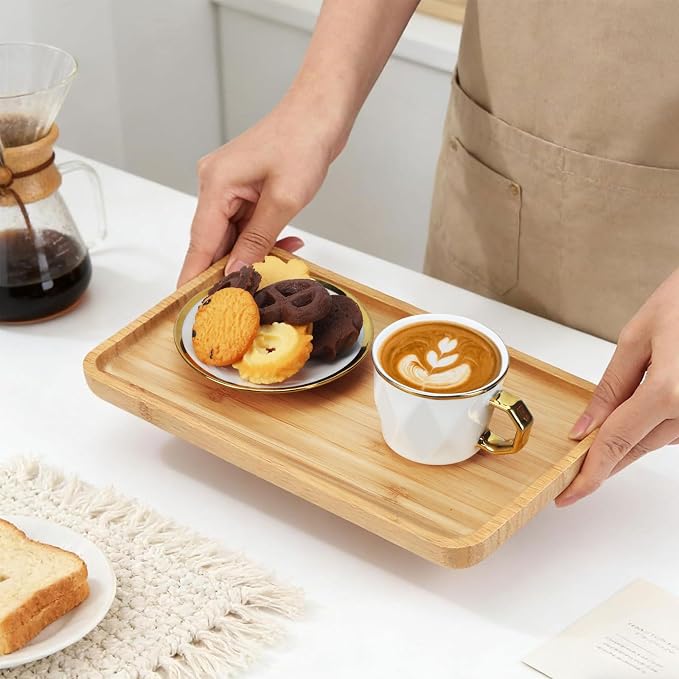 ALIMOTA 3.4oz/100ml Espresso Cups with Saucers, Set of 6, White Porcelain Coffee Cups with Gold Trim & Diamond Texture, Dishwasher Safe, Small Demitasse Cups for Latte, Cappuccino, Tea