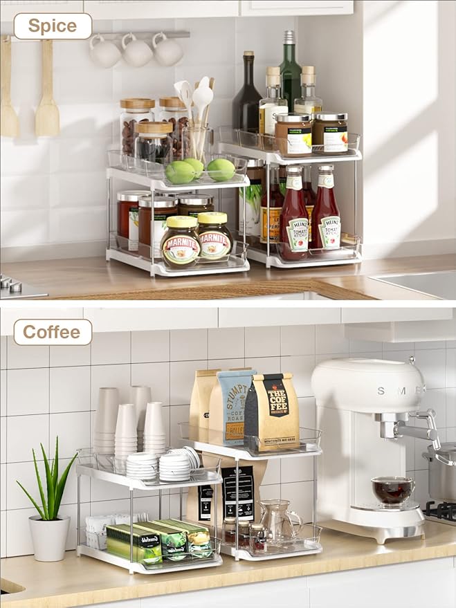 Delamu Bathroom and Kitchen Organizers and Storage, Under Sink Organizers and Storage White - Over the Door Pantry Organizer White