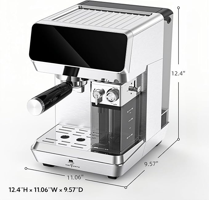 MAttinata Cappuccino Machine, Espresso Machine with Automatic Milk Frother | CM1833L Coffee Maker, IMD Touch Screen, 20 Bar Italian Pump, Dual Boiler, Compact Latte Machine for Home, Stainless Steel