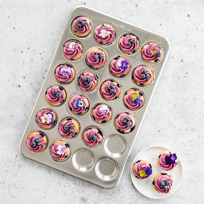 Nordic Ware Natural Aluminum Commercial Petite Muffin Pan, 24 Cup