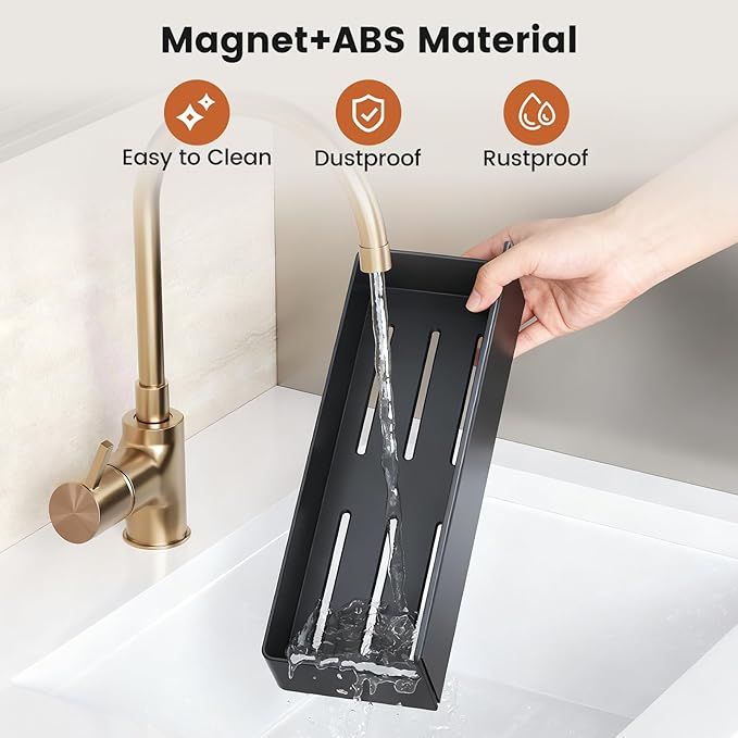 Magnetic Spice Rack for Refrigerator,6 Pack Magnetic Shelf,Fridge Magnet Organizer with Paper Towel Holder,Utensils Racks,Hook Rack,Deepened Basket,Fridge Organizers and Storage Black(6 Pack)