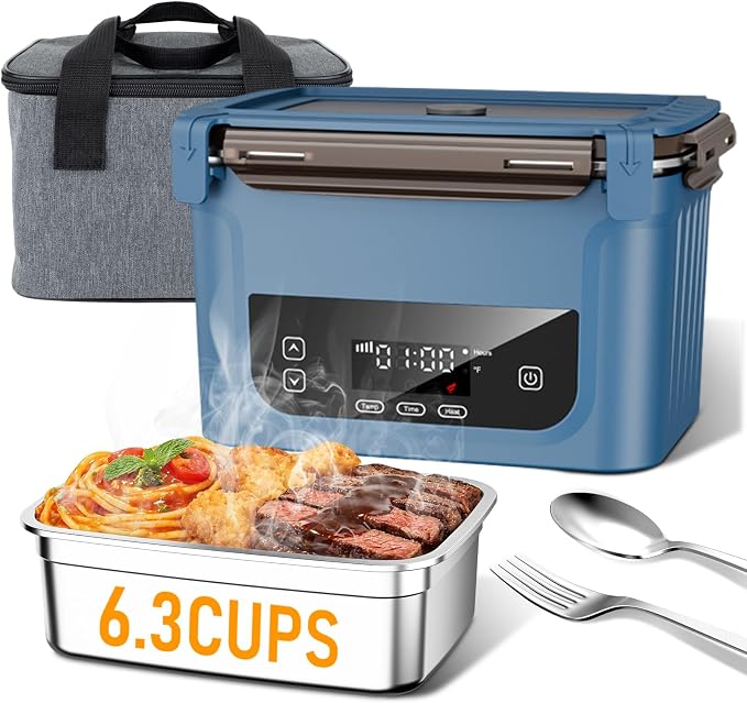2026 Upgraded Cordless Electric Lunch Box, 20,800mAh Rechargeable Electric Lunch Box Extra-Large 1.5L Self-Heating Lunch Box for Adults, Food Warmer for Office Travel & Outdoor Use