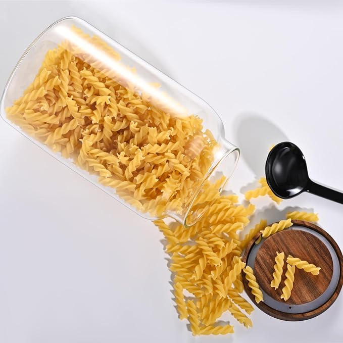 2 PCS Large Glass Jar with Airtight Lid, Glass Food Storage Jars for Tea,Spice,Cereal, Egg,Flour,Coffee and More(70 FL OZ/2000 ml) (94oz*1)