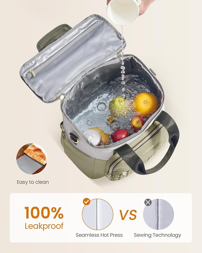 LOVEVOOK Lunch Bag Women, Insulated Wide Opening Adult Lunch Box for Women Work with Cup Holder, Large Lunch Cooler Tote Bag with Utensils Pocket for Office Campus Picnic Beach Mom Nurse Family