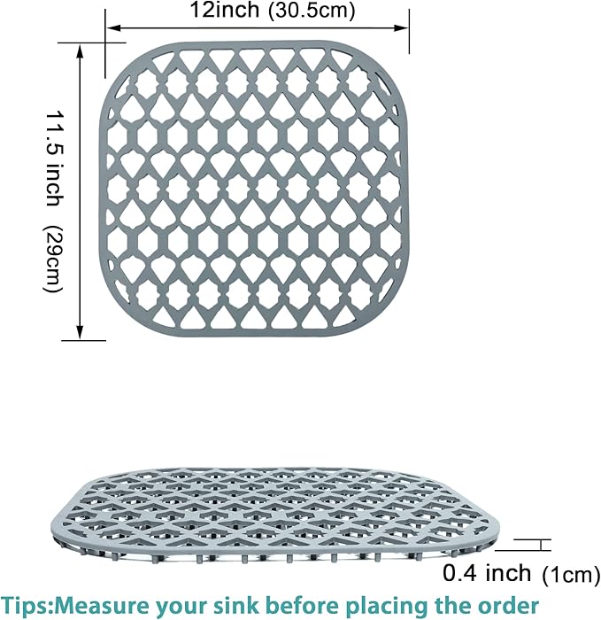 SAMSIER Silicone Sink Protectors Mats (13x11 & 14x12 & 16x12 & 18x16 & 19x14 & 21x16 & 22x13 & 25x16 & 26x14 & 28x14 & 30x16) for Bottom of Kitchen Sink (12”x11.5”)