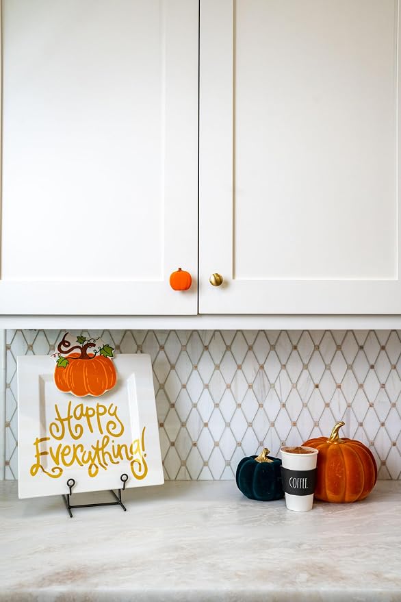 Knobēz: Decorative Knob Covers - Pumpkin - 12pk - Stretch Over Hardware Decorations, Cozy Seasonal Autumn Colors, Kitchen-Bathroom-Dressers-Home