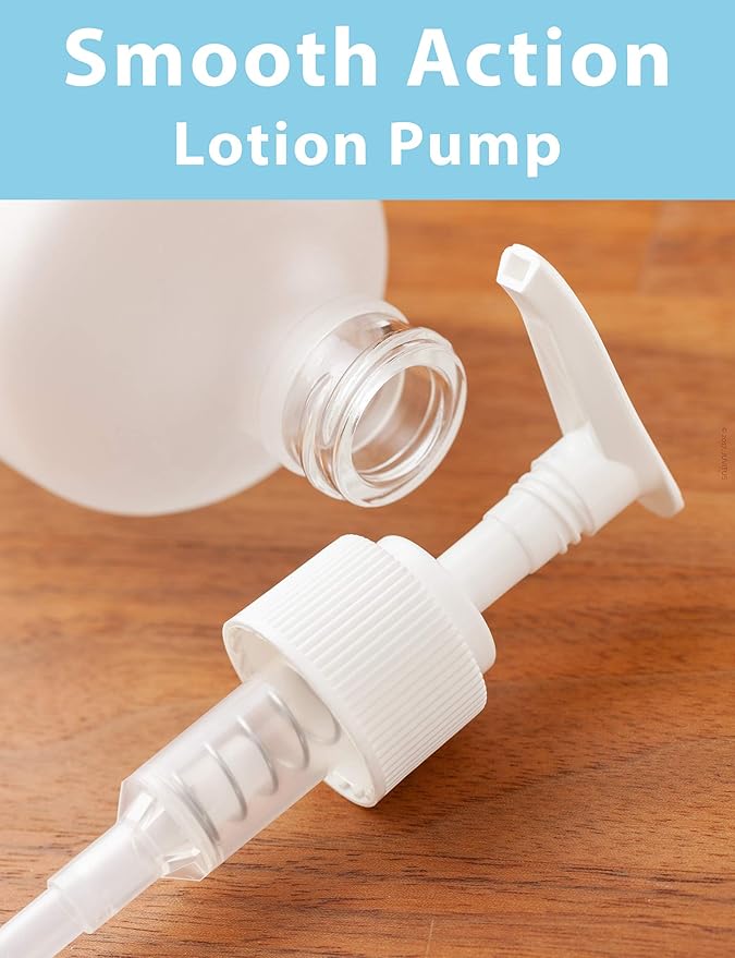 JUVITUS 8 oz Frosted Clear Glass Boston Round Bottle with White Lotion Pump (12 Pack)