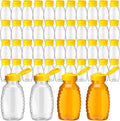 Hoolerry 48 Pack 8 oz Clear Plastic Honey Bottles Refillable Squeeze Honey Container Empty Honey Jars Honey Dispenser with Flip Top Lid Plastic Squeeze Bottles for Sauces Syrup Storing and Dispensing