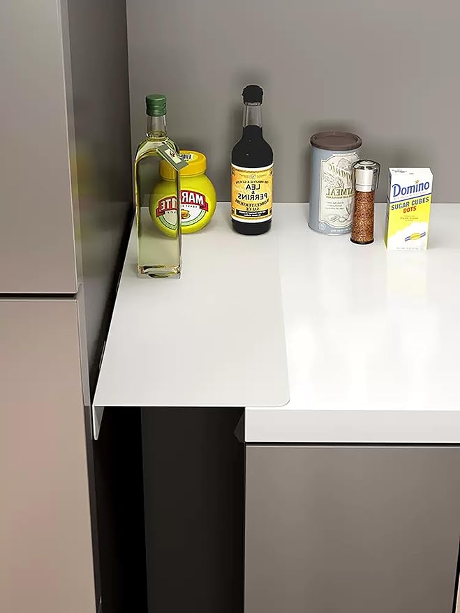 Metal Kitchen Refrigerator Gap Partition Countertop Gap Extension Board,Gap Covers Between Countertop and Walls, Refrigerator Side Partition, No Drill(Black,7.87 * 3.93inch)