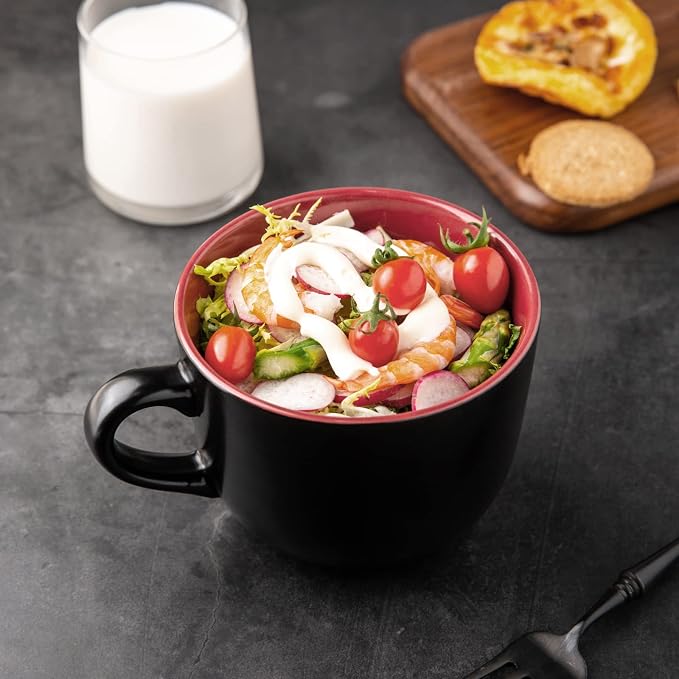 AmorArc 24 oz Soup Mugs with Handles, Jumbo Ceramic Bowls Mugs Set with handles for Coffee Cereal Cappuccino Snacks, Microwave&Dishwasher safe Soup Cups for Meal-Burgundy