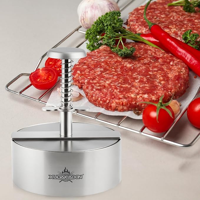 Hamburger press patty maker,304 Stainless Steel Burger Press, Non-Stick Patty-Making molds Suitable for Beef, Vegetables, and Burgers. BPA-Free,Dishwasher Safe (4.5")